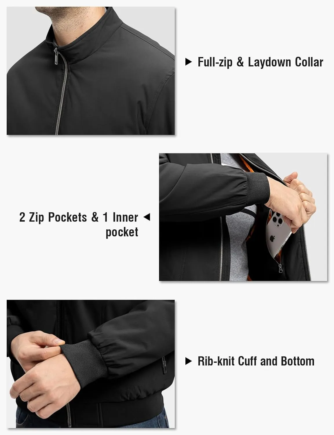 TBMPOY Men's Winter Lightweight Bomber Jackets Water Resistant Fall Casual Windbreakers Quilted Full Zip Windproof Work Coats