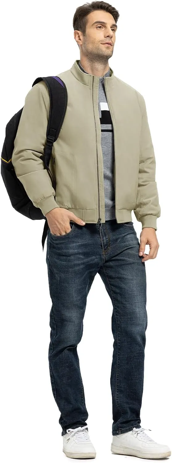 TBMPOY Men's Winter Lightweight Bomber Jackets Water Resistant Fall Casual Windbreakers Quilted Full Zip Windproof Work Coats