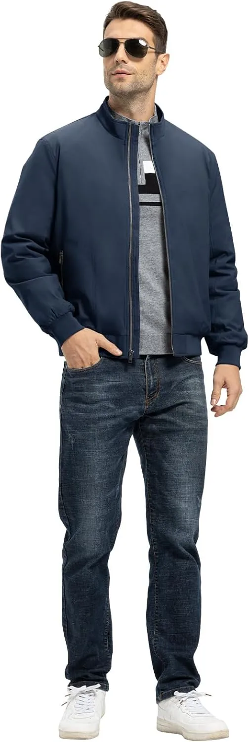 TBMPOY Men's Winter Lightweight Bomber Jackets Water Resistant Fall Casual Windbreakers Quilted Full Zip Windproof Work Coats