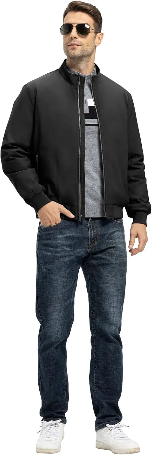 TBMPOY Men's Winter Lightweight Bomber Jackets Water Resistant Fall Casual Windbreakers Quilted Full Zip Windproof Work Coats
