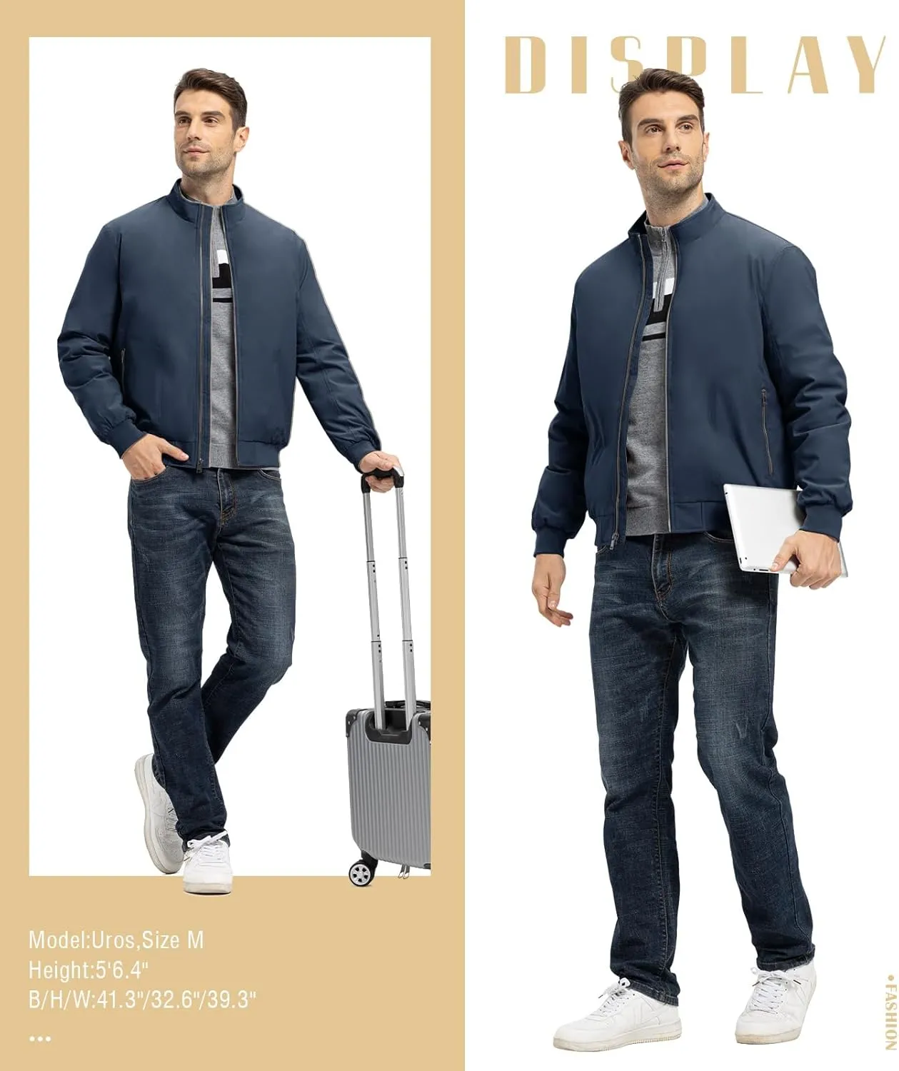 TBMPOY Men's Winter Lightweight Bomber Jackets Water Resistant Fall Casual Windbreakers Quilted Full Zip Windproof Work Coats