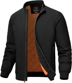 TBMPOY Men's Winter Lightweight Bomber Jackets Water Resistant Fall Casual Windbreakers Quilted Full Zip Windproof Work Coats