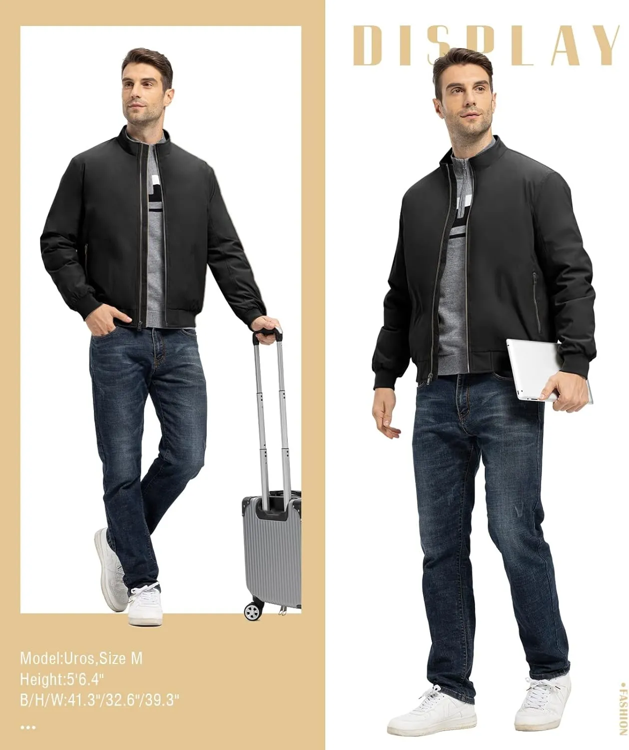 TBMPOY Men's Winter Lightweight Bomber Jackets Water Resistant Fall Casual Windbreakers Quilted Full Zip Windproof Work Coats