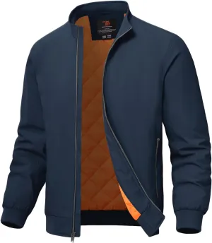 TBMPOY Men's Winter Lightweight Bomber Jackets Water Resistant Fall Casual Windbreakers Quilted Full Zip Windproof Work Coats
