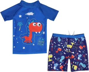 Toddler Boys Swim Set Cute 2t Swimsuit Boy Dinosaur Bathing Suit Short Sleeve 3t Swimming Suits