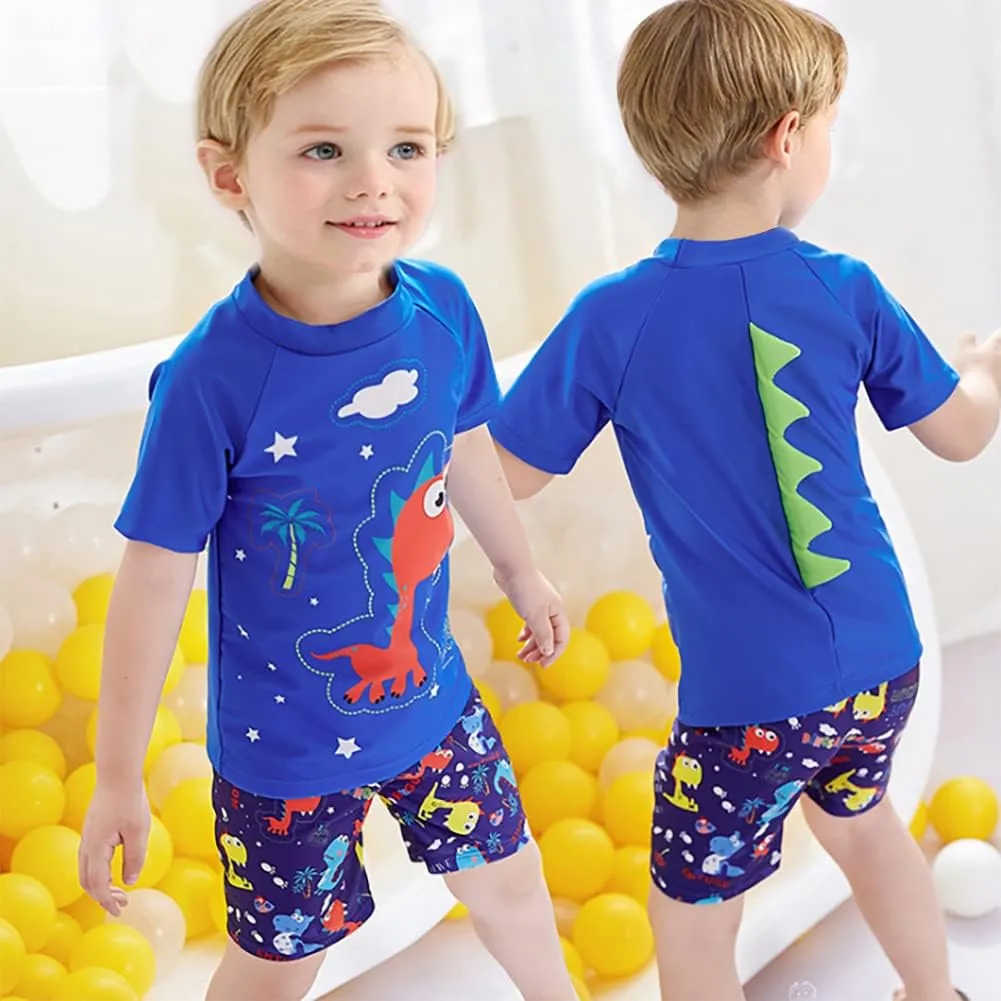 Toddler Boys Swim Set Cute 2t Swimsuit Boy Dinosaur Bathing Suit Short Sleeve 3t Swimming Suits