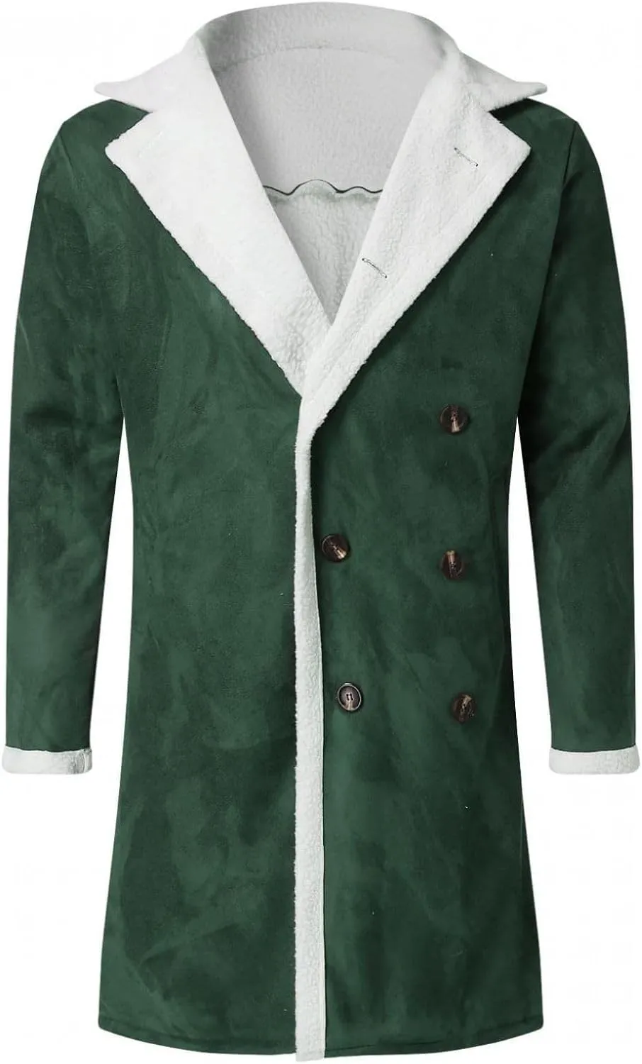 Trench Coat Men Casual Fleece Sherpa Lined Jackets Winter Warm Faux Fur Collar Long Coats Big and Tall Outwears Pockets