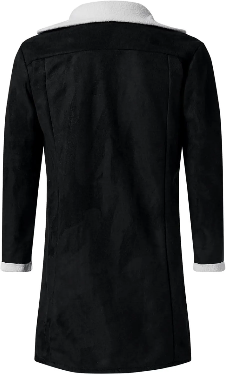 Trench Coat Men Casual Fleece Sherpa Lined Jackets Winter Warm Faux Fur Collar Long Coats Big and Tall Outwears Pockets