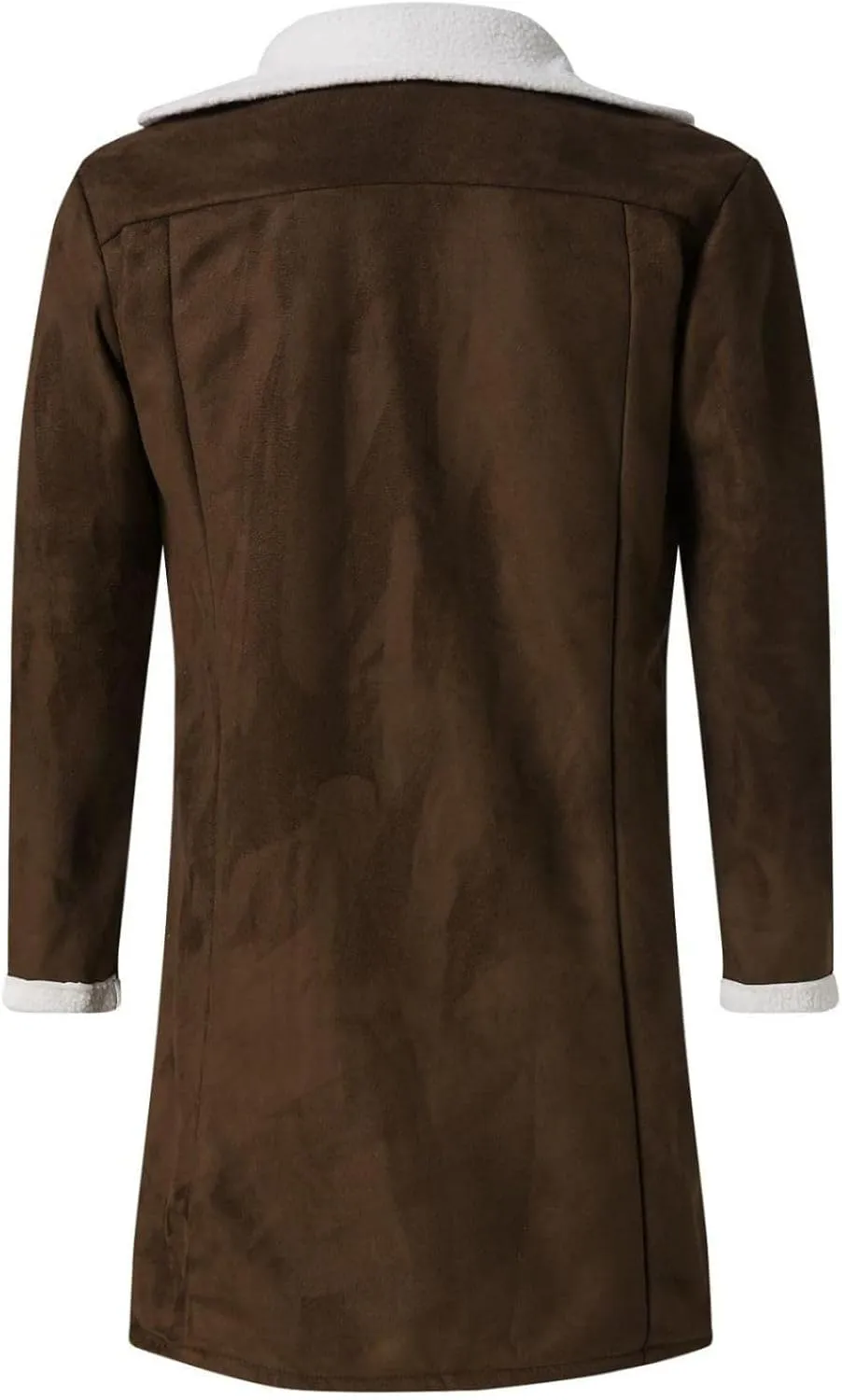 Trench Coat Men Casual Fleece Sherpa Lined Jackets Winter Warm Faux Fur Collar Long Coats Big and Tall Outwears Pockets
