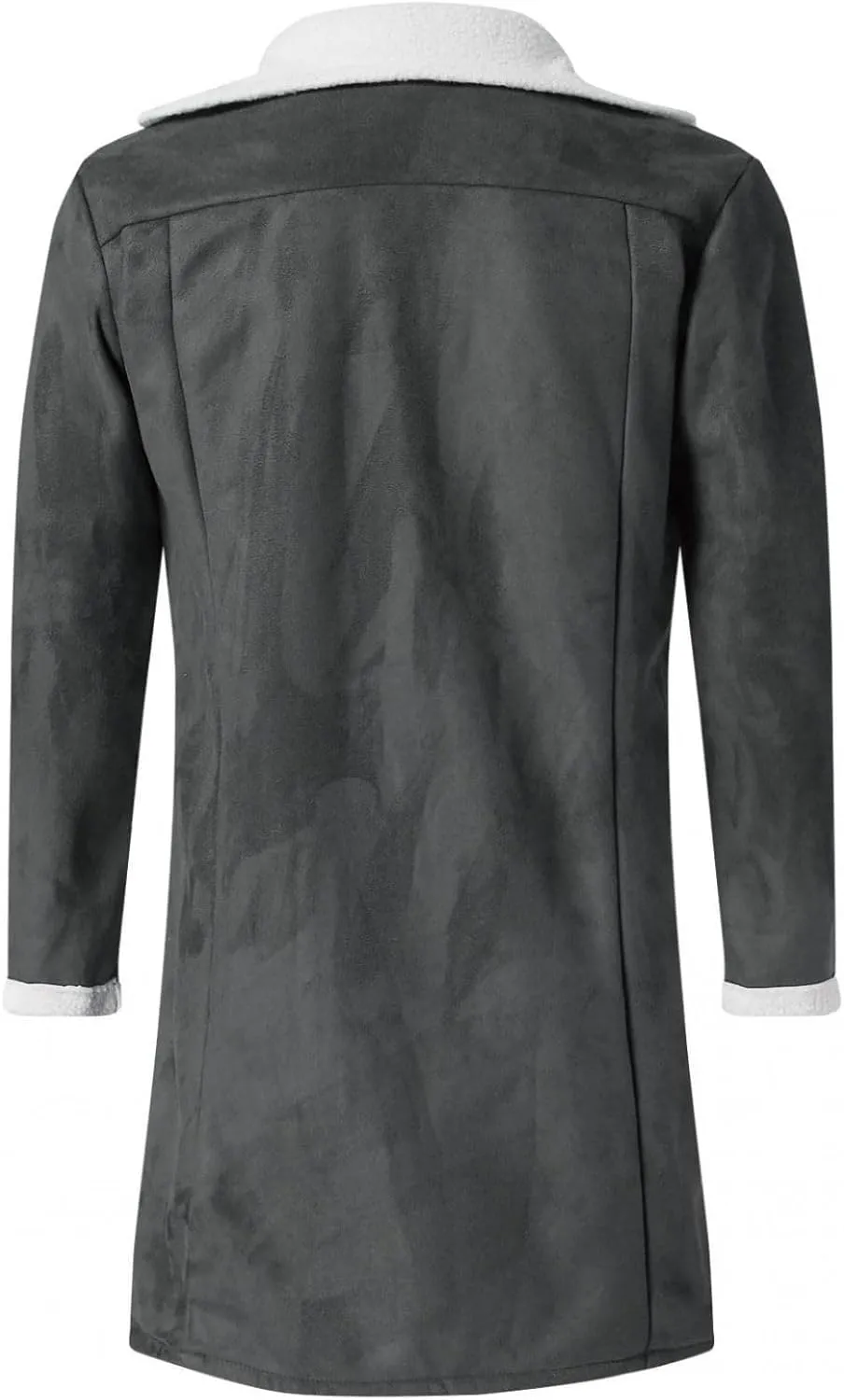Trench Coat Men Casual Fleece Sherpa Lined Jackets Winter Warm Faux Fur Collar Long Coats Big and Tall Outwears Pockets