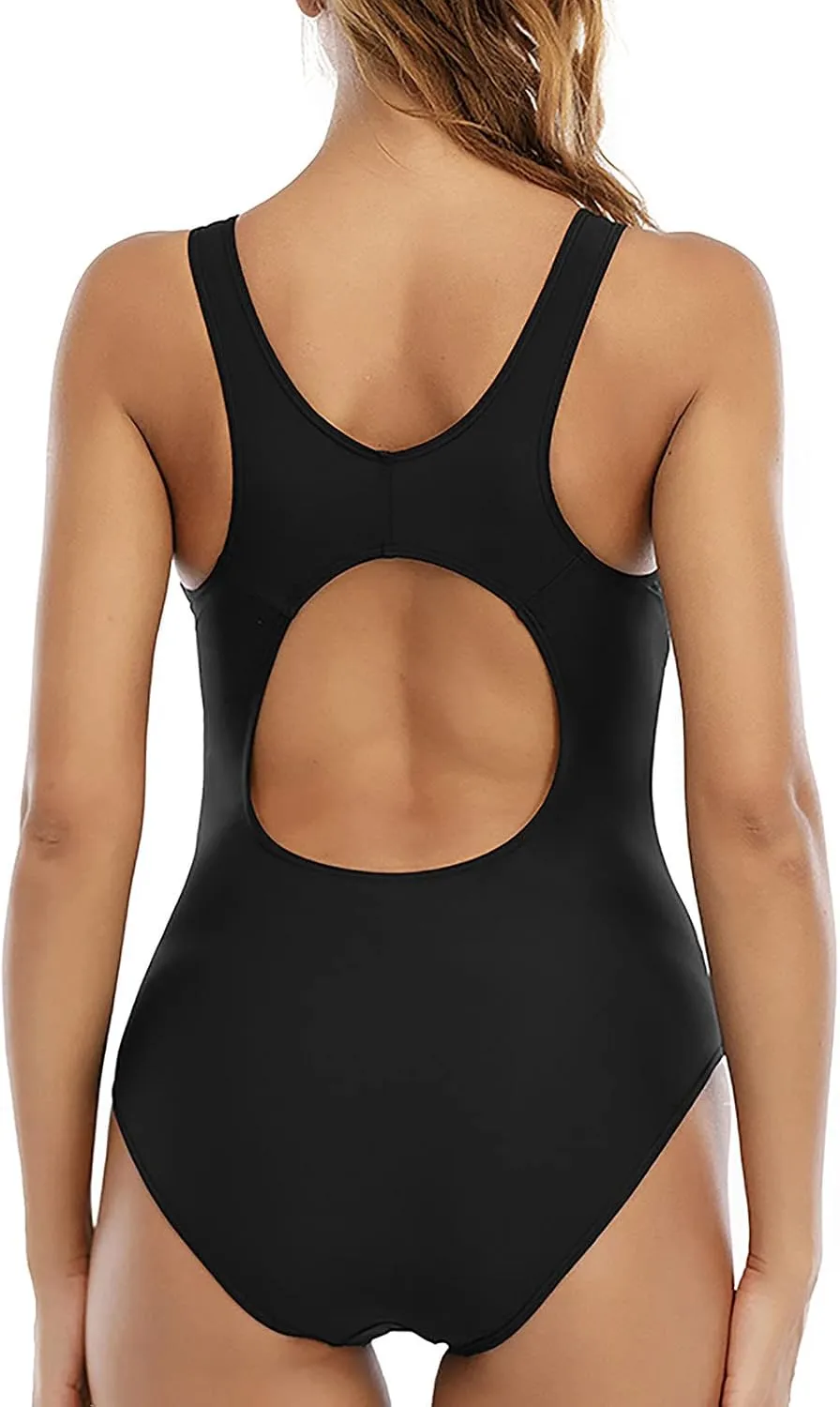 Tummy Control Swimsuits for Women Sports One Piece Swimsuit Conservative Color Matching Sexy Backless Swimsuit