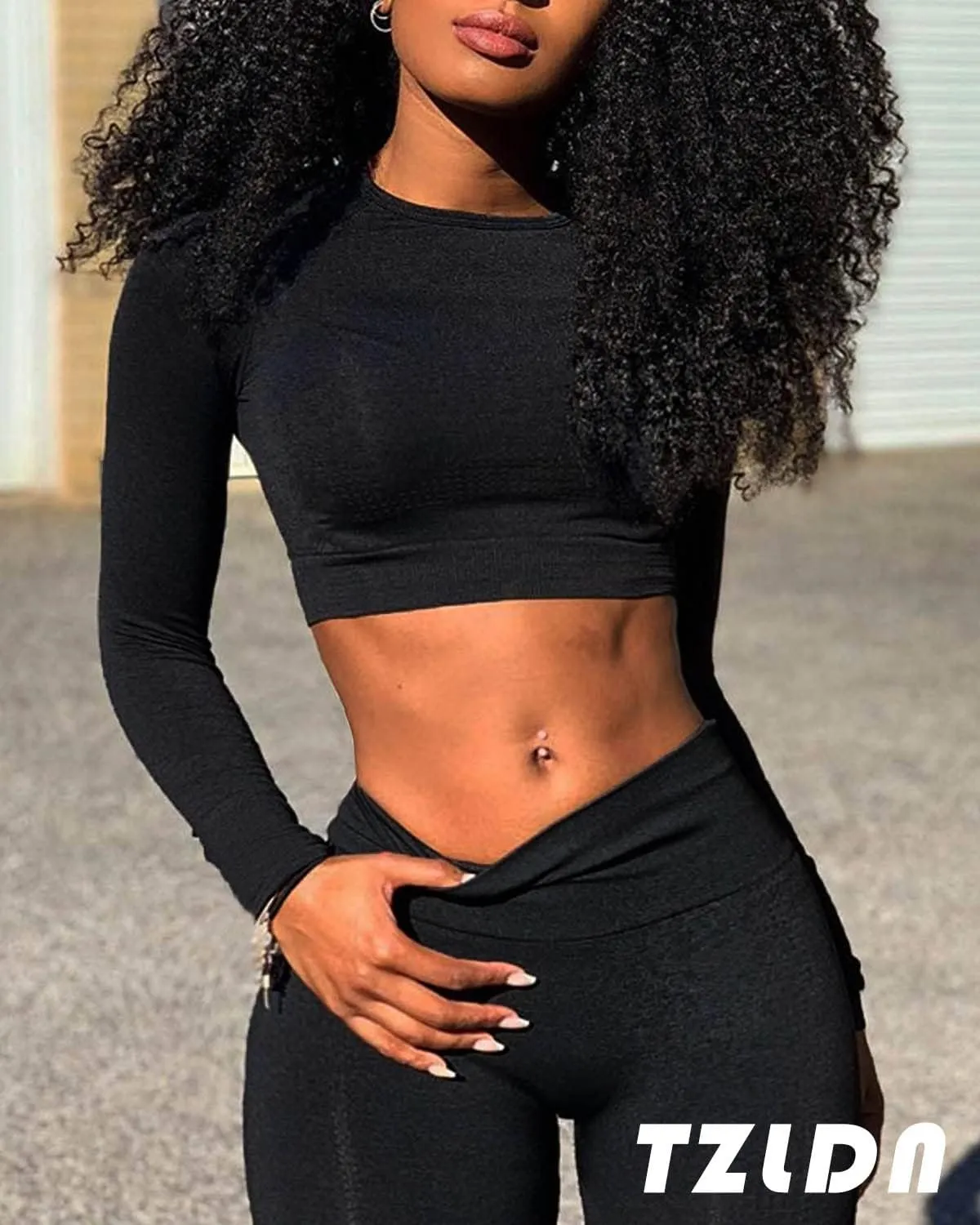 TZLDN Women Gym Short Sleeve Compression Shirt Seamless Tight Workout Crop Tops Yoga Sports Athletic Tees