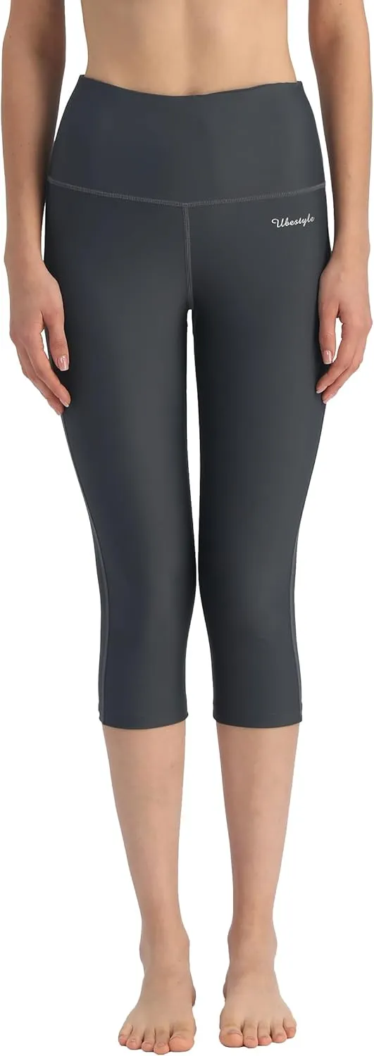 Ubestyle UPF 50  High Waist Swim Leggings for Women Swim Capris Swim Pant Swim Tights Beach Pants Sun Protective