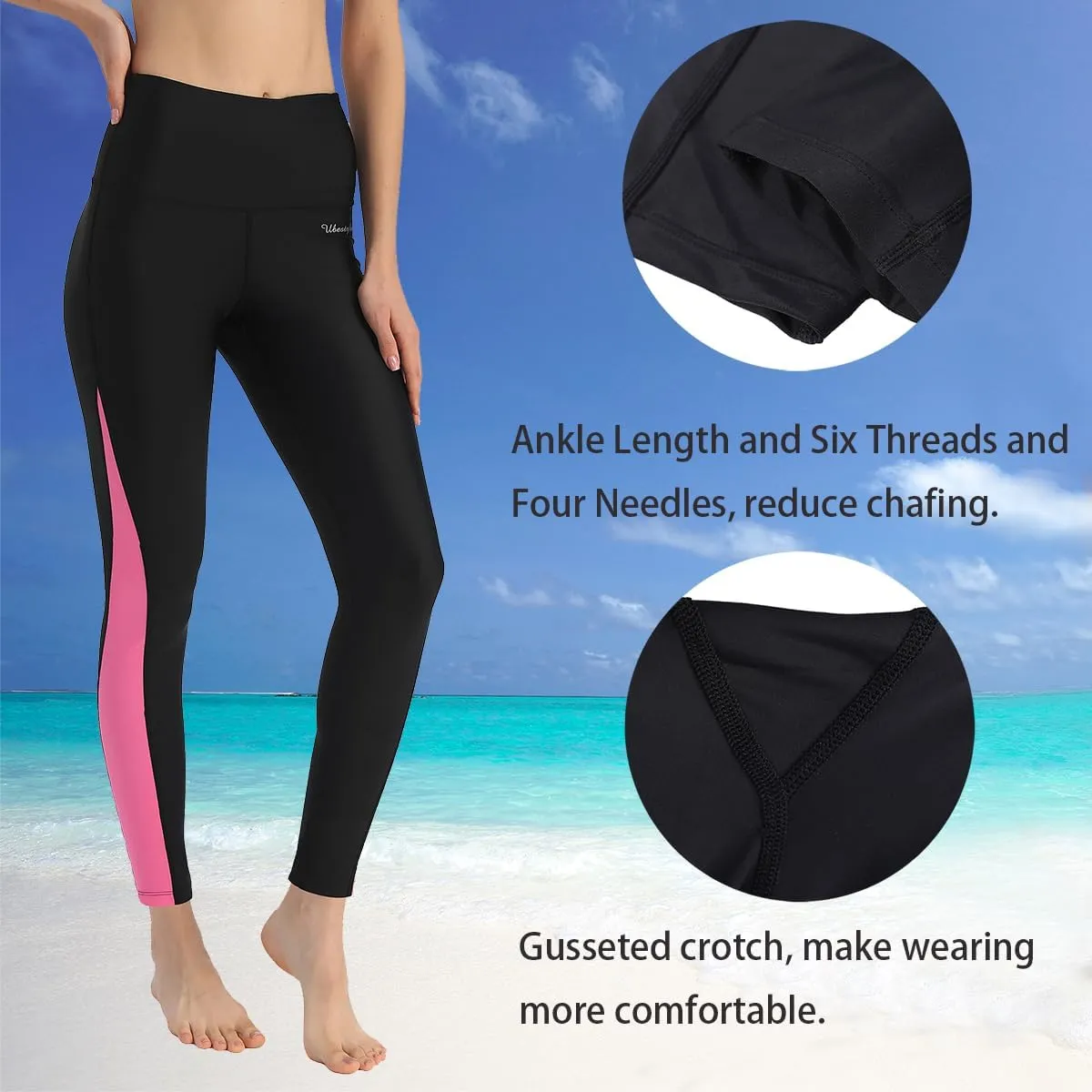 Ubestyle UPF 50  High Waist Women's Long Swim Pants Swim Leggings Swimming Tights Sun Protective