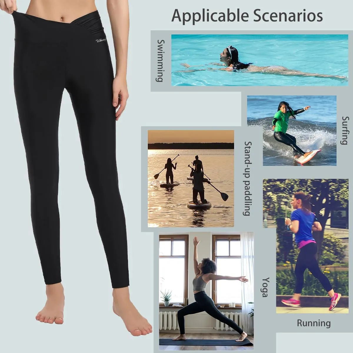 Ubestyle UPF 50  High Waist Women's Long Swim Pants Swim Leggings Swimming Tights Sun Protective