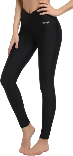 Ubestyle UPF 50  High Waist Women's Long Swim Pants Swim Leggings Swimming Tights Sun Protective