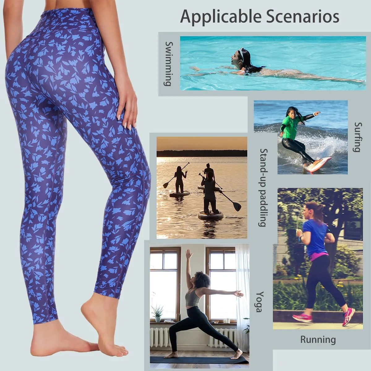 Ubestyle UPF 50  High Waist Women's Swim Pants Swim Leggings Swimming Tights Rash Guard Pants Sun Protective