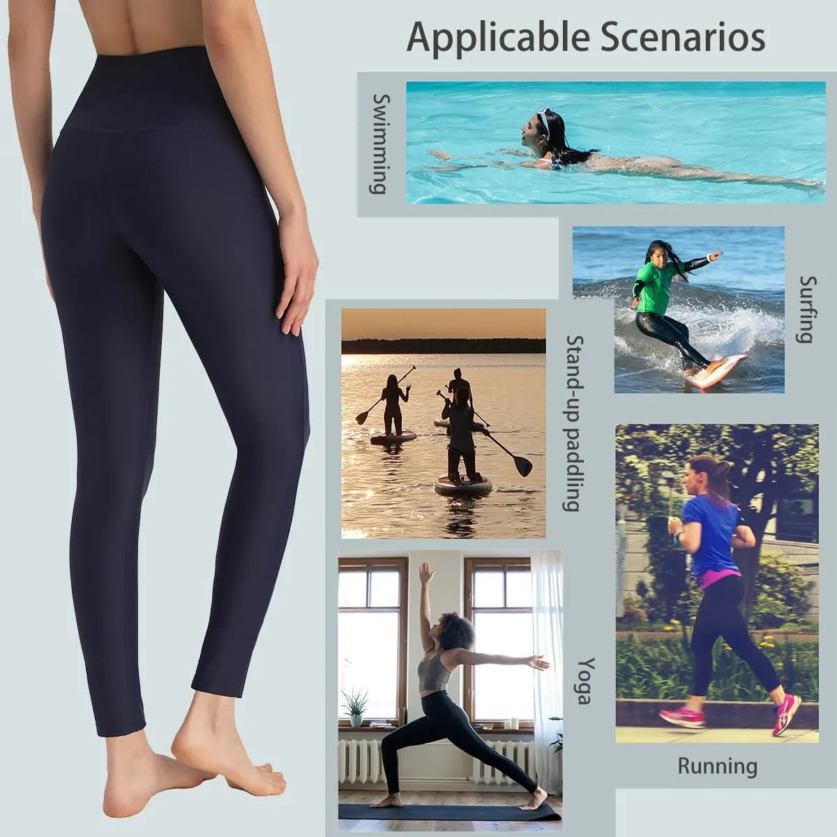 Ubestyle UPF 50  High Waist Women's Swim Pants Swim Leggings Swimming Tights Rash Guard Pants Sun Protective