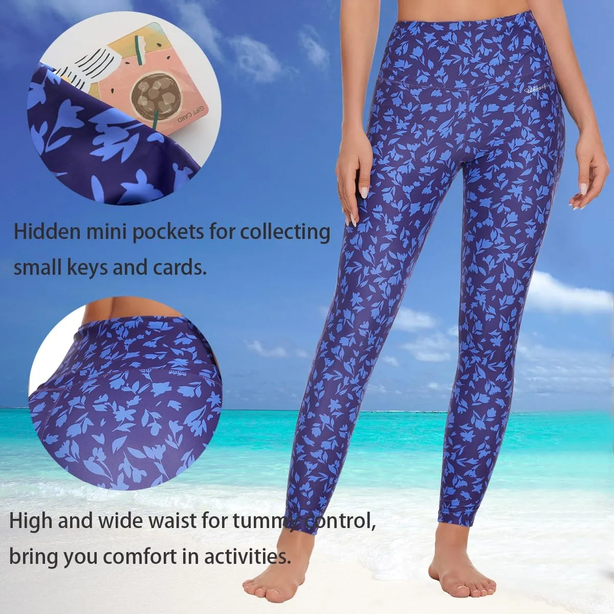 Ubestyle UPF 50  High Waist Women's Swim Pants Swim Leggings Swimming Tights Rash Guard Pants Sun Protective