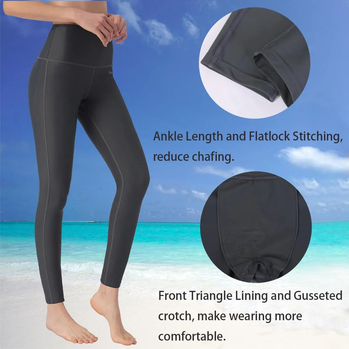 Ubestyle UPF 50  High Waist Women's Swim Pants Swim Leggings Swimming Tights Rash Guard Pants Sun Protective