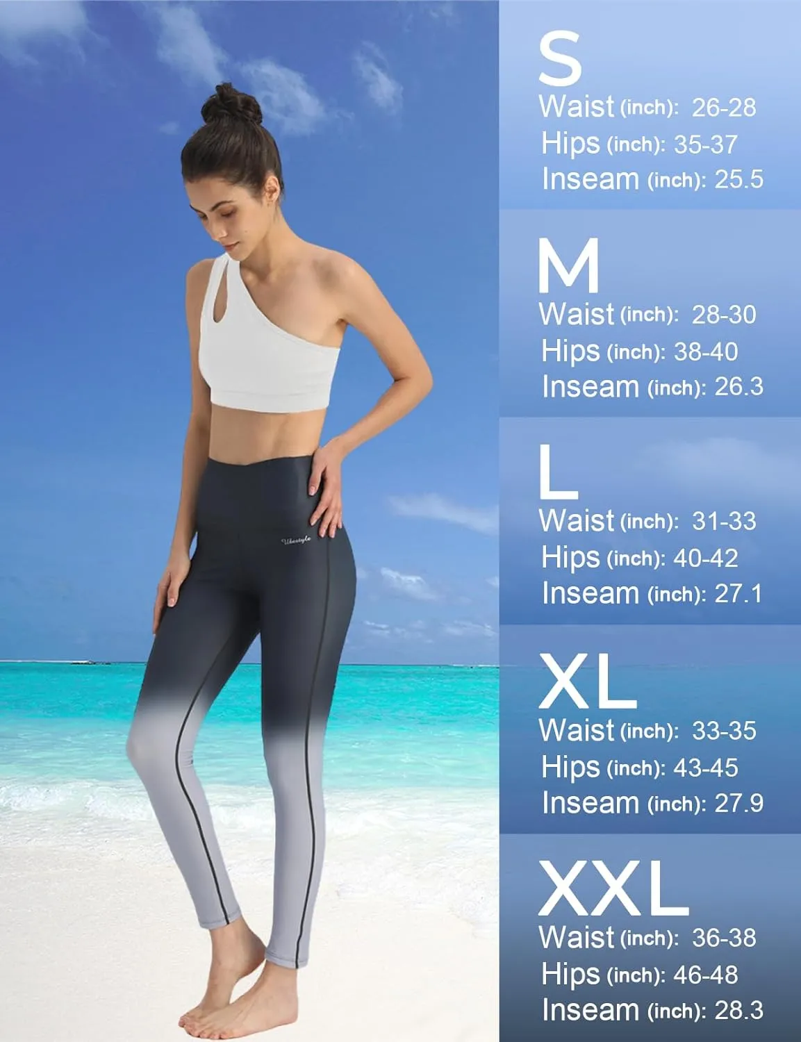 Ubestyle UPF 50  High Waist Women's Swim Pants Swim Leggings Swimming Tights Rash Guard Pants Sun Protective