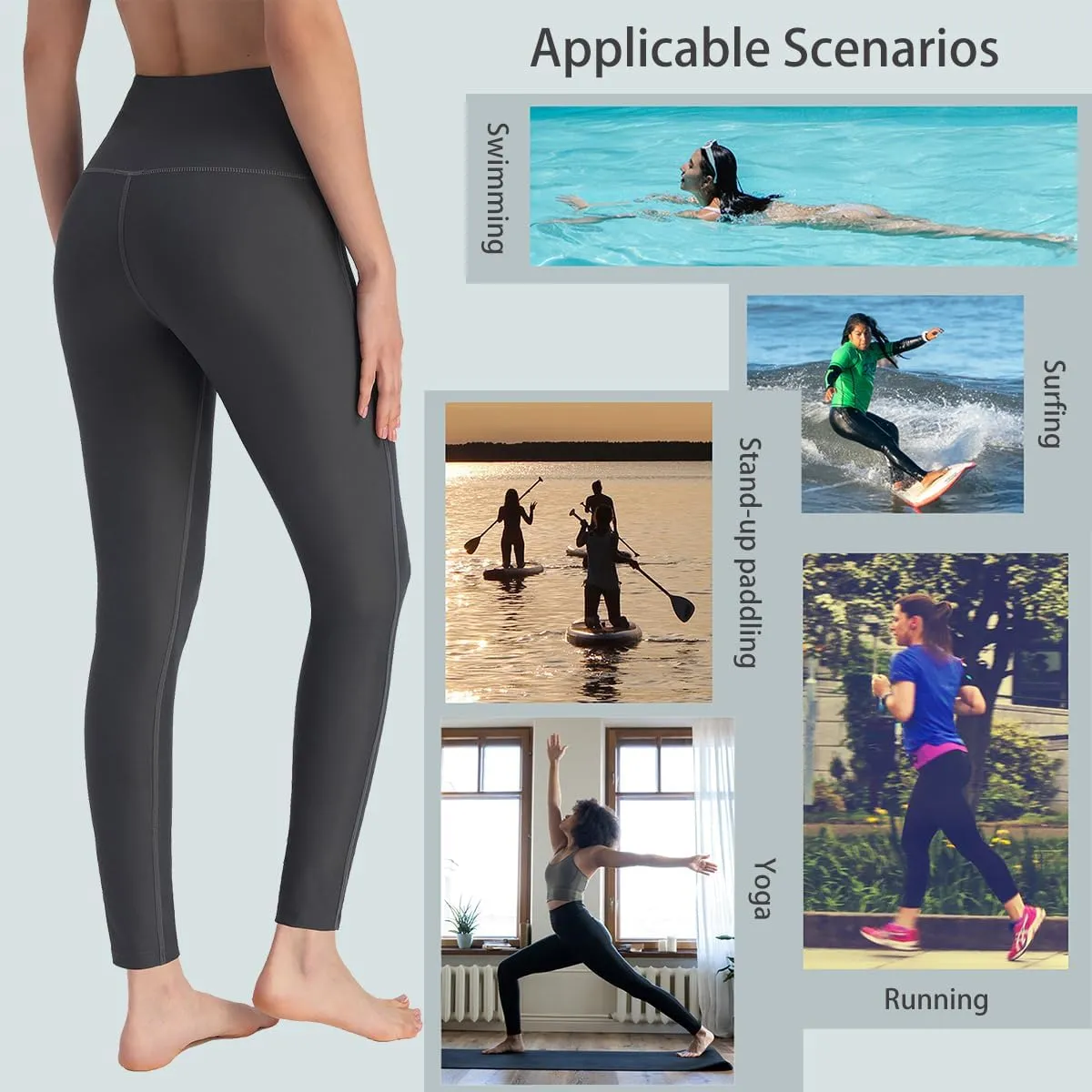 Ubestyle UPF 50  High Waist Women's Swim Pants Swim Leggings Swimming Tights Rash Guard Pants Sun Protective