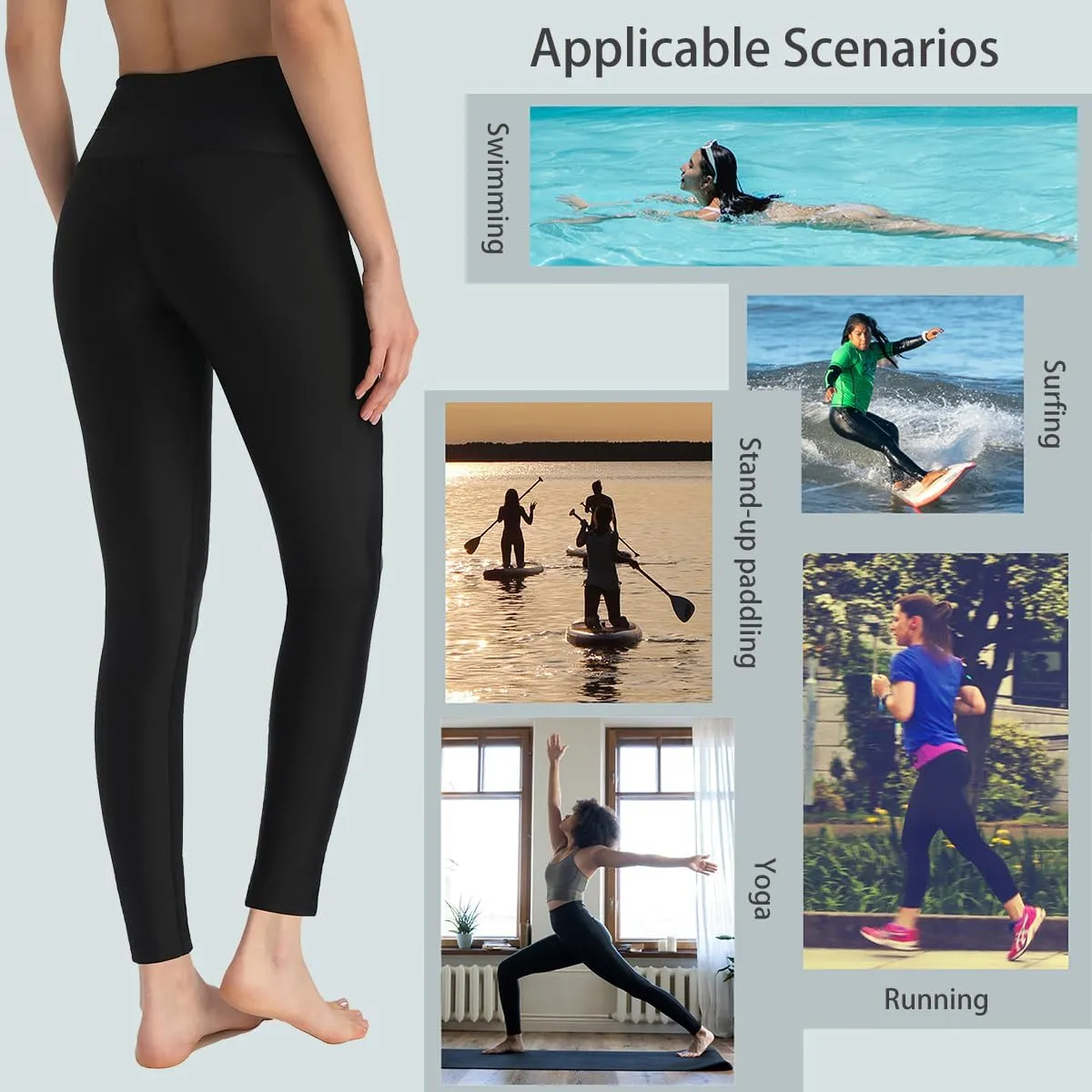 Ubestyle UPF 50  High Waist Women's Swim Pants Swim Leggings Swimming Tights Rash Guard Pants Sun Protective