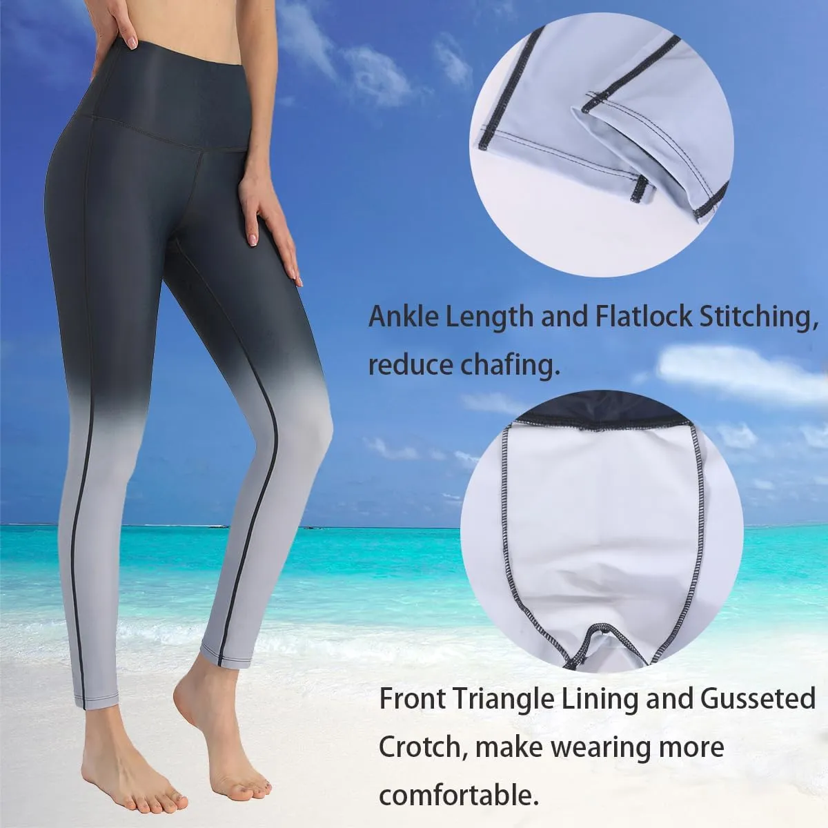 Ubestyle UPF 50  High Waist Women's Swim Pants Swim Leggings Swimming Tights Rash Guard Pants Sun Protective