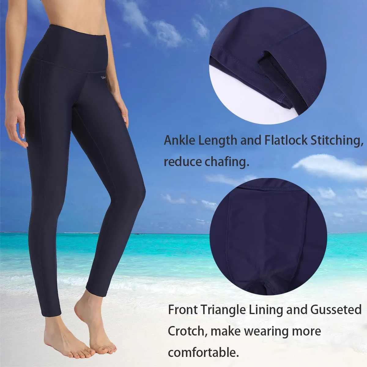 Ubestyle UPF 50  High Waist Women's Swim Pants Swim Leggings Swimming Tights Rash Guard Pants Sun Protective