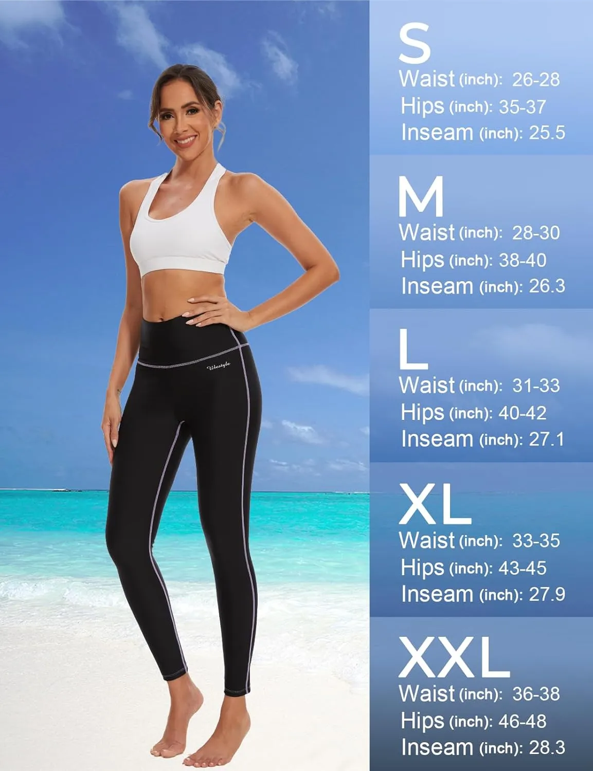 Ubestyle UPF 50  High Waist Women's Swim Pants Swim Leggings Swimming Tights Rash Guard Pants Sun Protective
