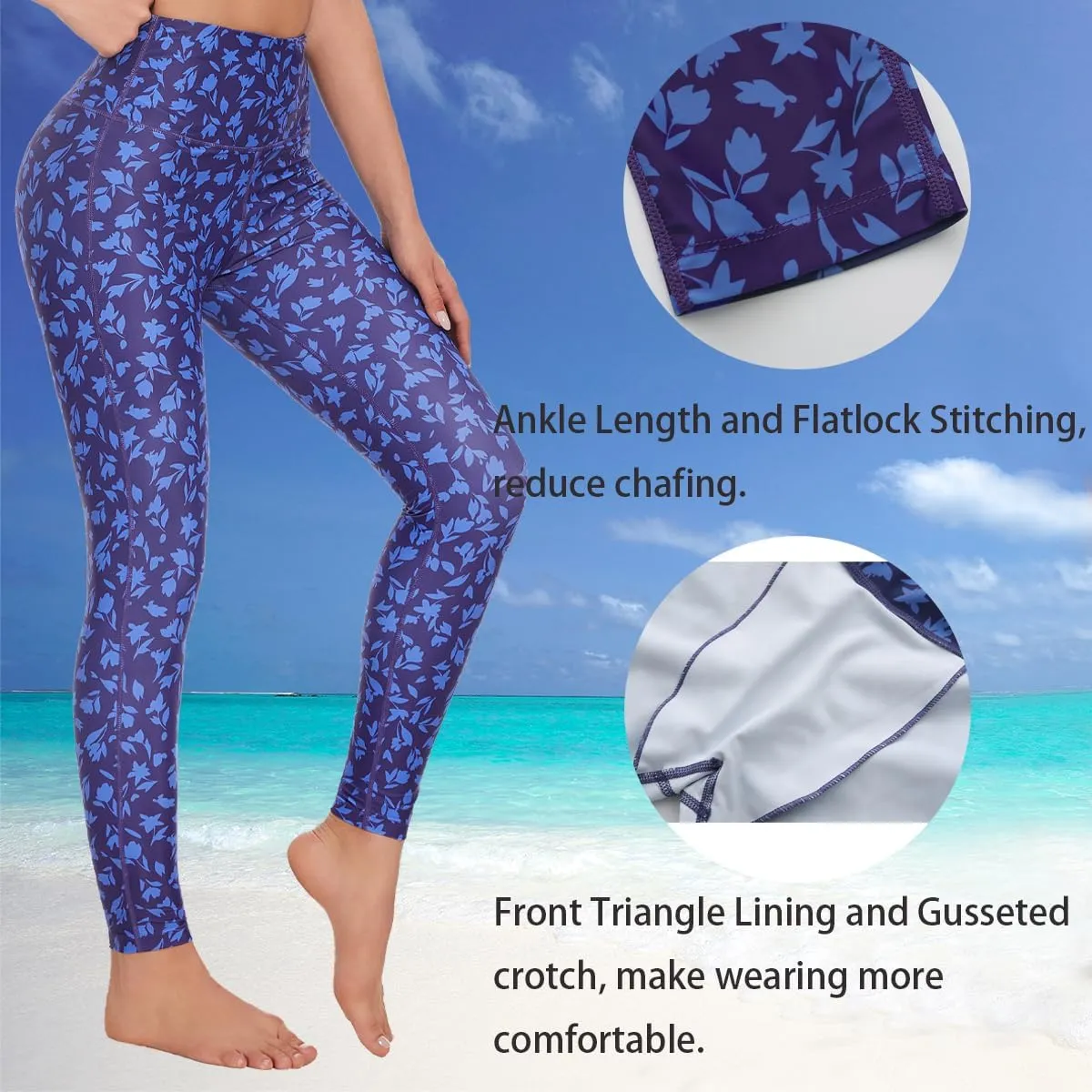 Ubestyle UPF 50  High Waist Women's Swim Pants Swim Leggings Swimming Tights Rash Guard Pants Sun Protective
