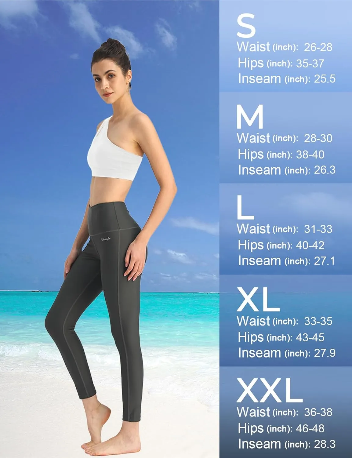 Ubestyle UPF 50  High Waist Women's Swim Pants Swim Leggings Swimming Tights Rash Guard Pants Sun Protective