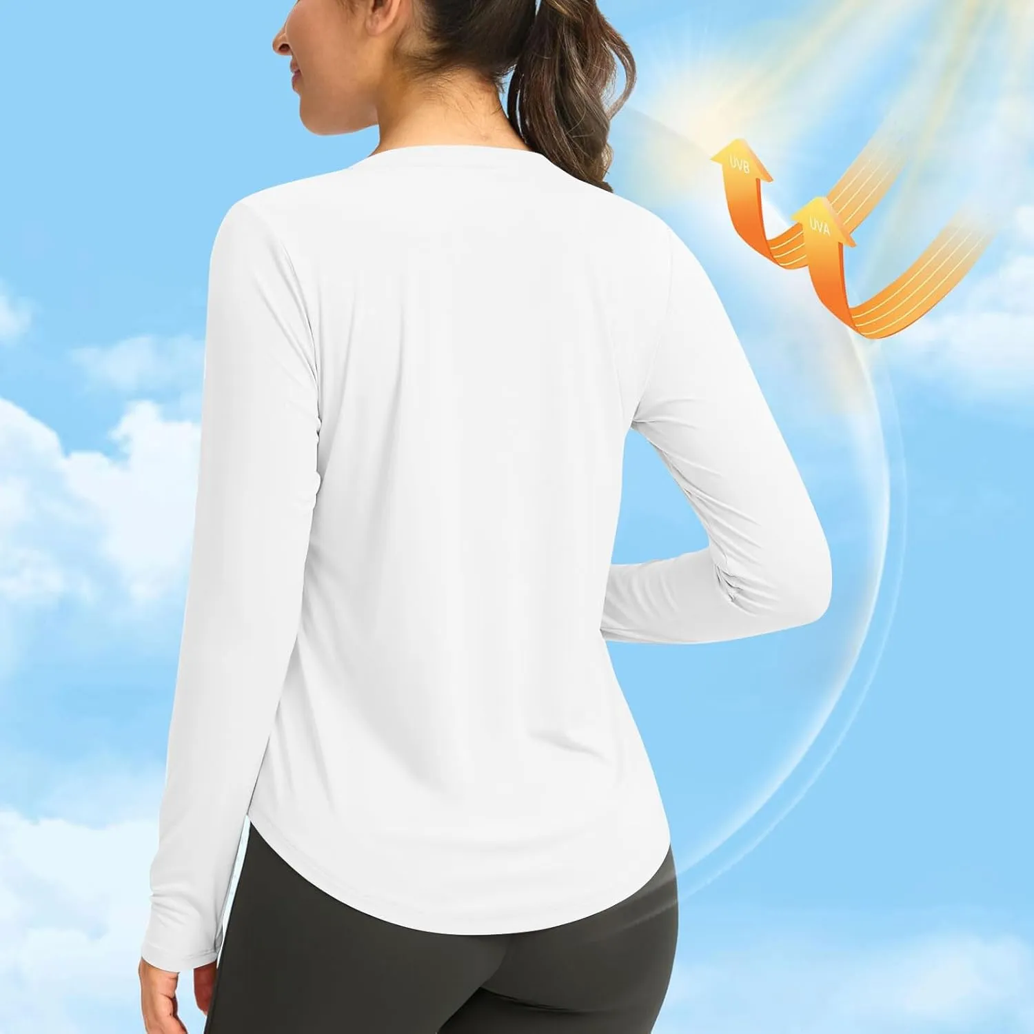 UPF 50  Sun Shirt Women Hoodie Long Sleeve UV Protection Shirts Quick Dry Lightweight SPF Outdoor Athletic Hiking Top