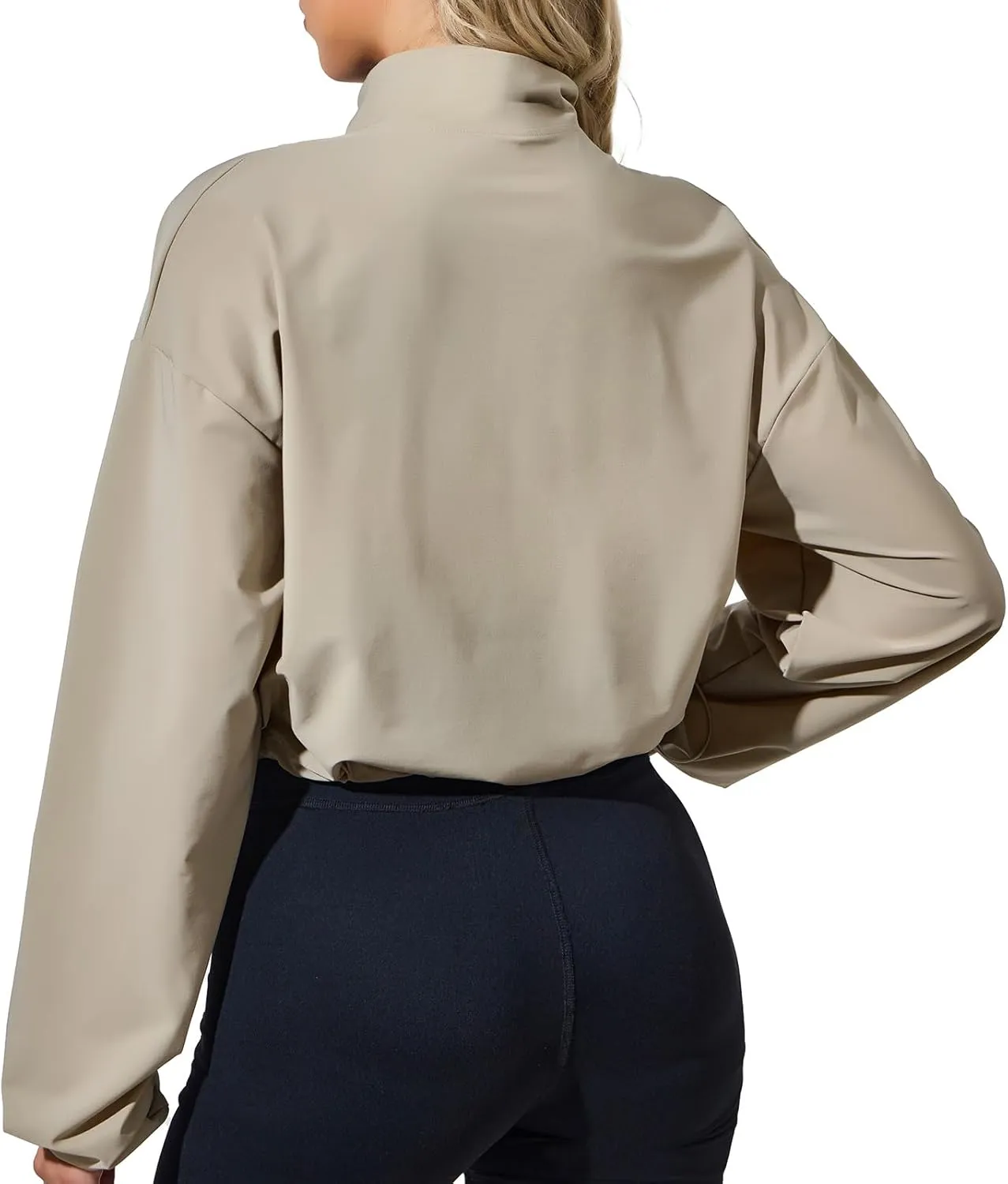 VIPONES Women's Athletic Running Yoga Gym Track Zip Up Cropped Jackets UPF 50  Sun Protection Long Sleeve Workout Shirts