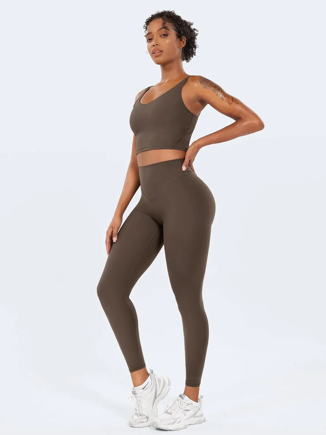 VOYJOY High Waisted Workout Gym Leggings for Women Full Length Soft Yoga Pants Tummy Control