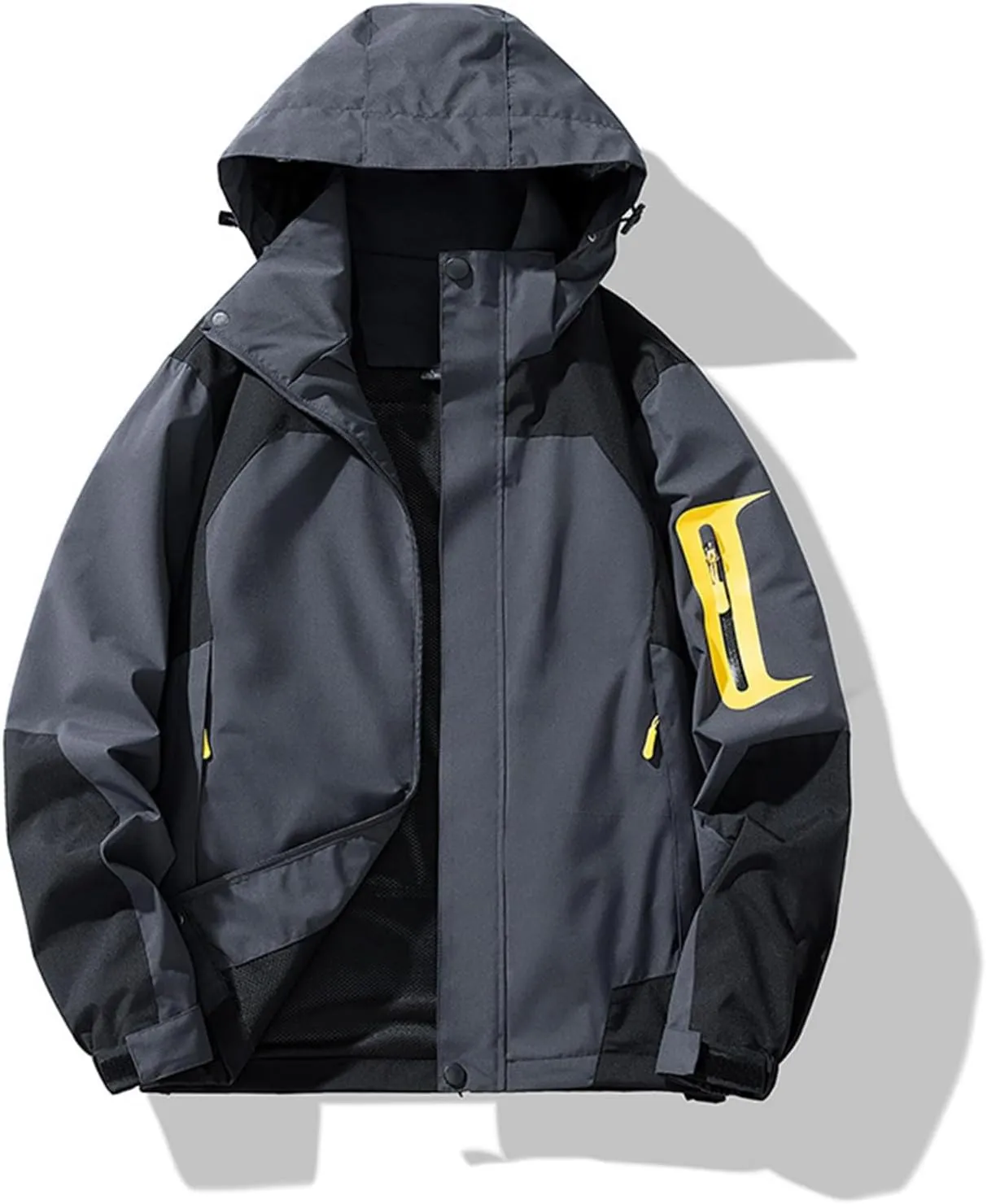 WANZZXCSL Men's Raincoat Waterproof Jacket with Hood Lightweight Rainproof Coat Outdoor Big and Tall Tactical Rain Jacket