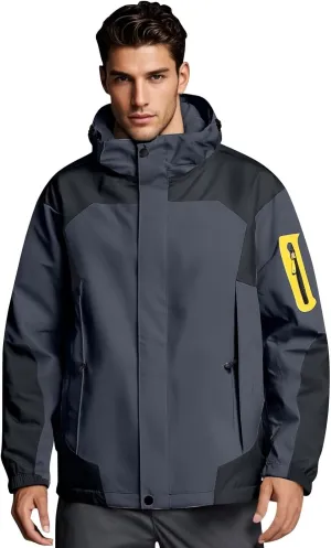 WANZZXCSL Men's Raincoat Waterproof Jacket with Hood Lightweight Rainproof Coat Outdoor Big and Tall Tactical Rain Jacket