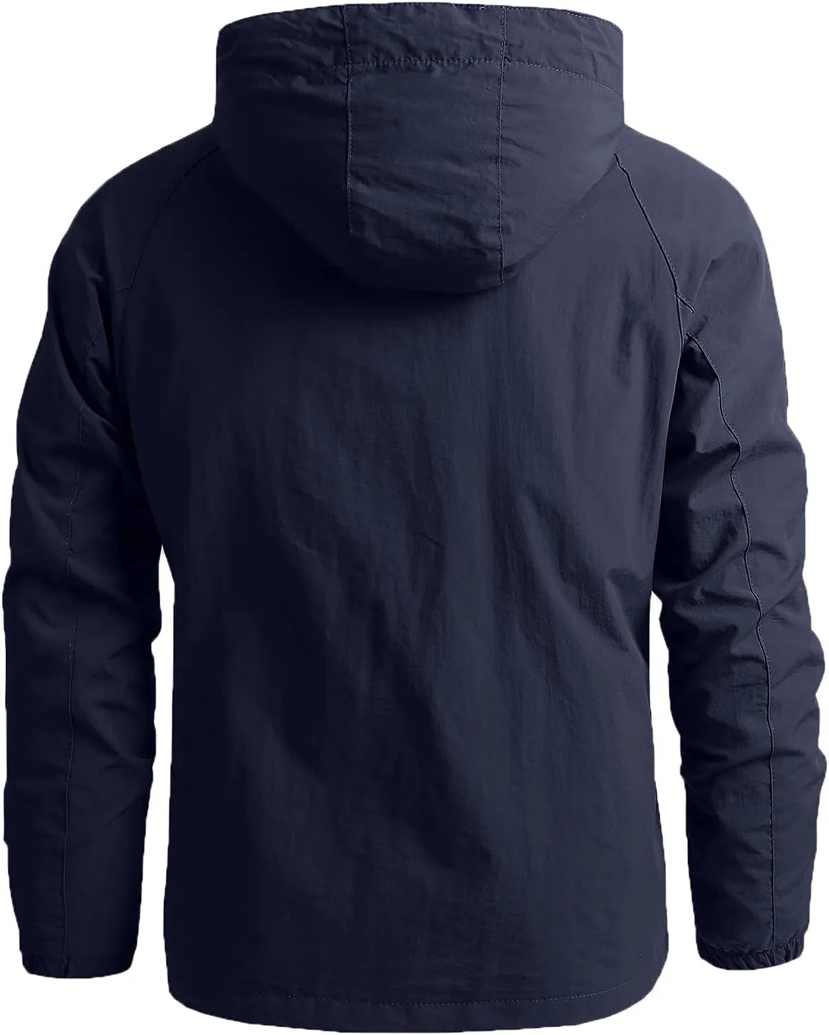 Waterproof Jackets for Men Lightweight Full Zip Long Sleeve Windbreaker Jackets with Hood Detachable Hiking Coats