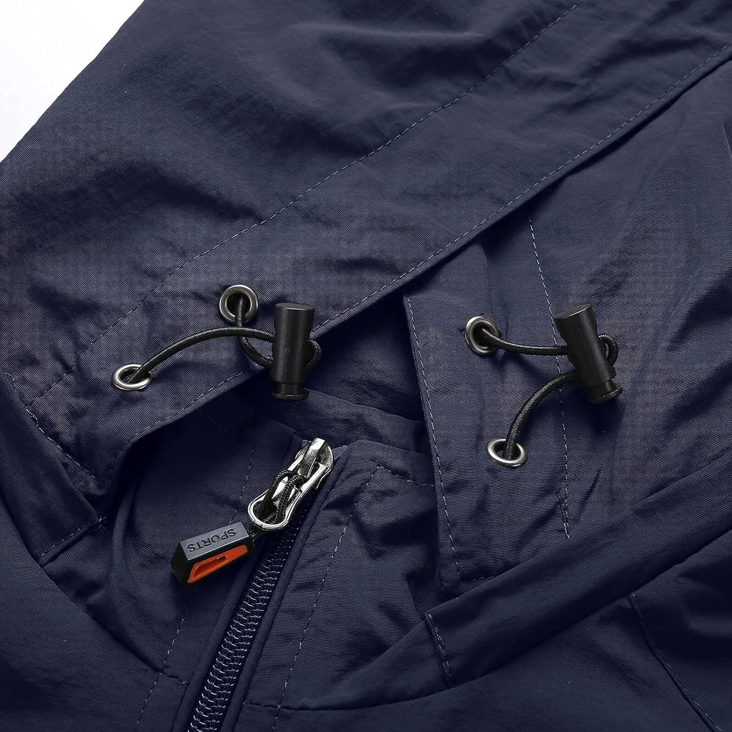 Waterproof Jackets for Men Lightweight Full Zip Long Sleeve Windbreaker Jackets with Hood Detachable Hiking Coats