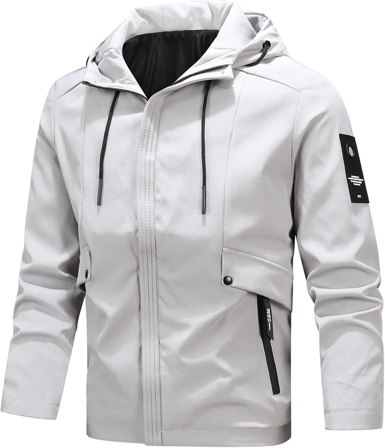 Waterproof Jackets for Men Lightweight Rain Coats Hooded Raincoat Zip Windbreaker for Running Hiking Travel