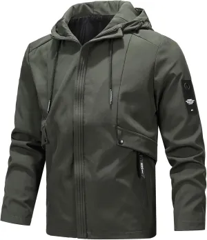 Waterproof Jackets for Men Lightweight Rain Coats Hooded Raincoat Zip Windbreaker for Running Hiking Travel
