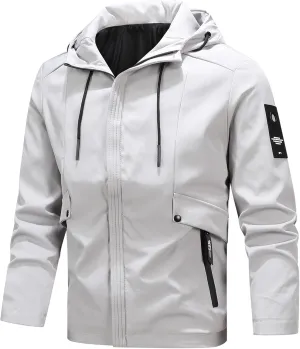 Waterproof Jackets for Men Lightweight Rain Coats Hooded Raincoat Zip Windbreaker for Running Hiking Travel
