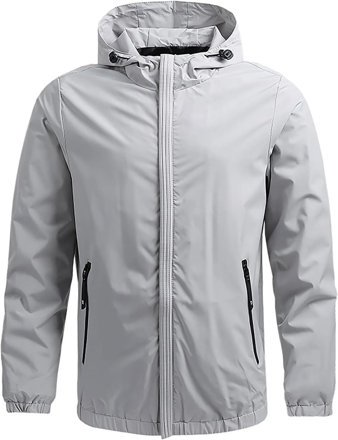 Waterproof Jackets for Men Lightweight Softshell Windproof Jacket Hooded Zip Windbreaker for Running Hiking Travel