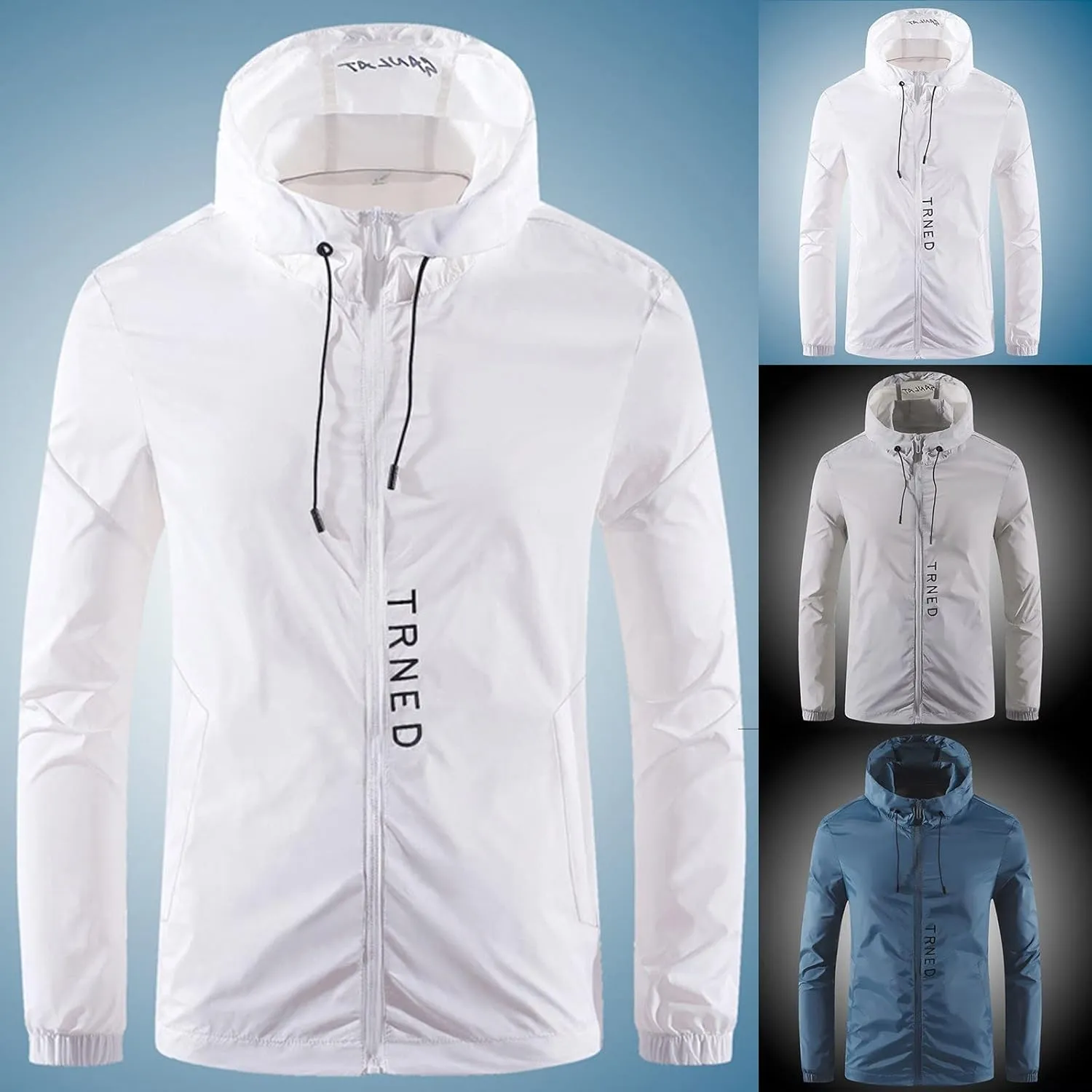Waterproof Jackets for Men, Men's Waterproof Softshell Jacket Lightweight Windbreaker Hooded Rain Coat for Outdoor