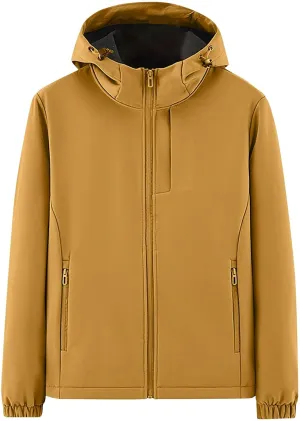 Waterproof Jackets for Men Outdoor Lightweight Hooded Jacket Windproof Zipper Windbreaker for Running Hiking Travel