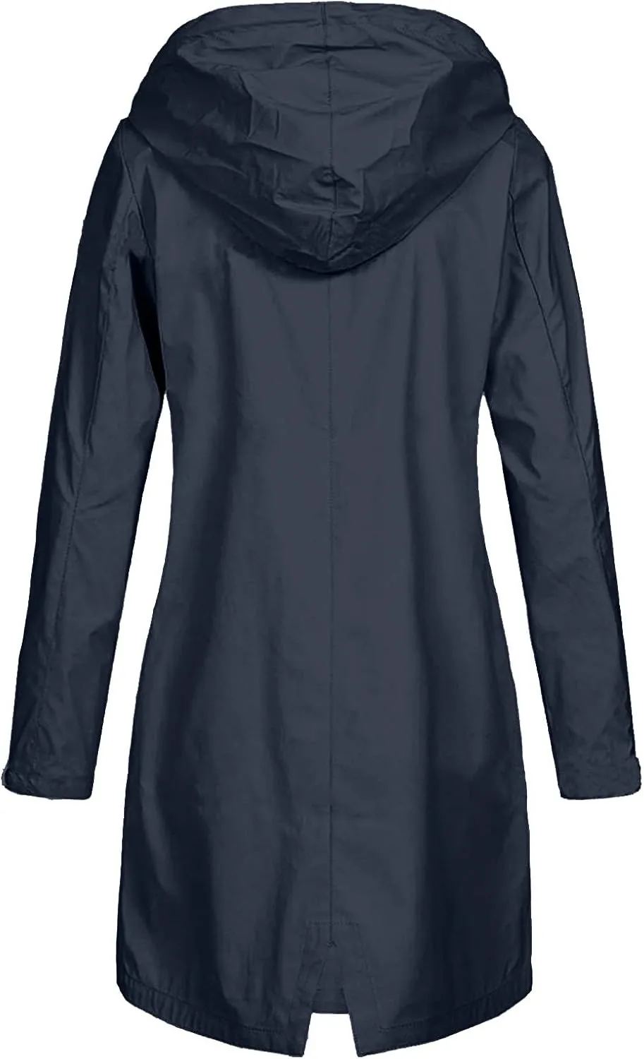 Waterproof Jackets for Women Solid Hooded Rain Jacket Outdoor Plus Size Long Windbreaker Zipper Coat with Pockets