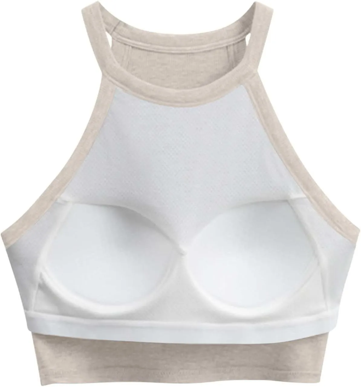 Wmens Crop Tank Tops with Built in Bra Halter High Neck Padded Yoga Shirts Sleeveless Basic Shelf Bras Camisoles Tees
