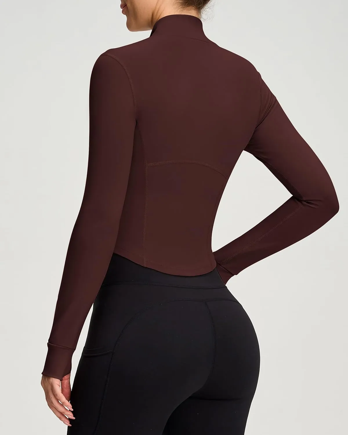 Women BBL Jacket Full Zip UP Workout Athletic Cropped Jacket wIth Thumb Holes Running Yoga Sportswear