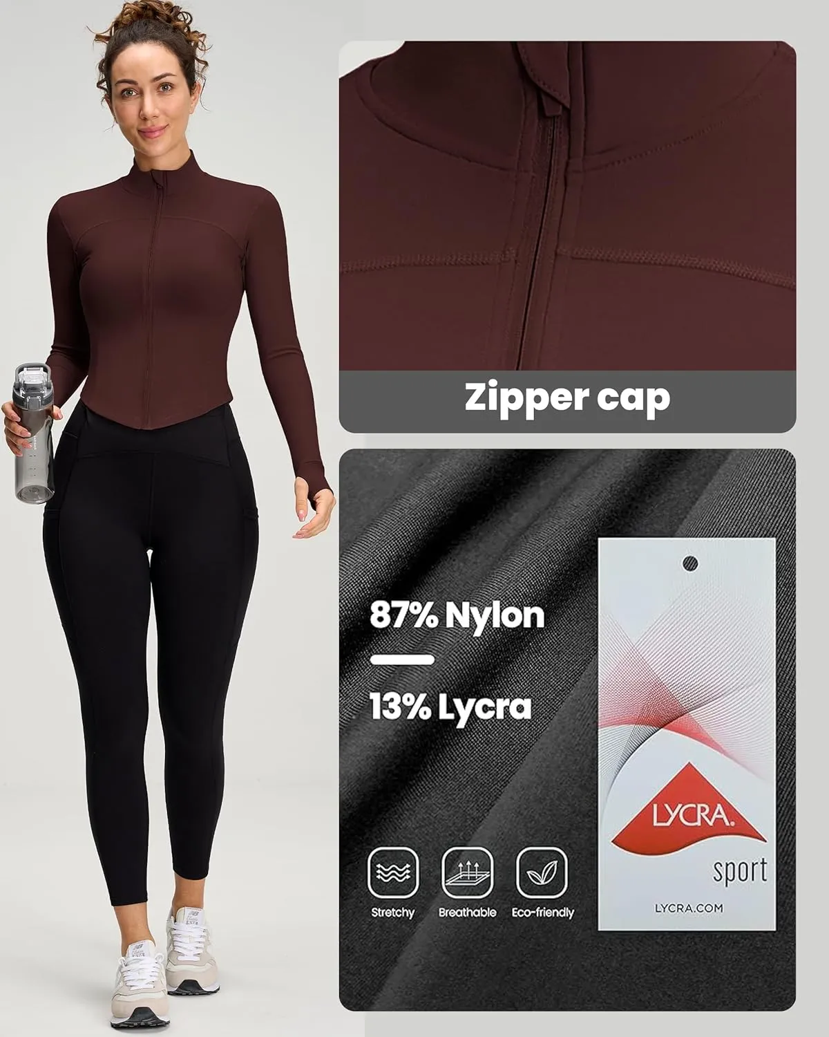 Women BBL Jacket Full Zip UP Workout Athletic Cropped Jacket wIth Thumb Holes Running Yoga Sportswear
