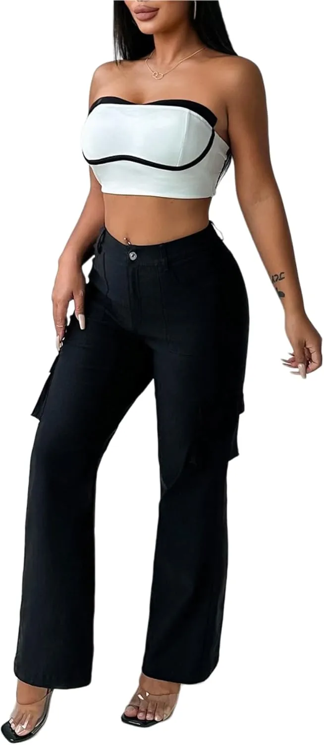 Women Cargo Joggers Cargo Pants High Waisted Stretch Hiking Pants with Pockets